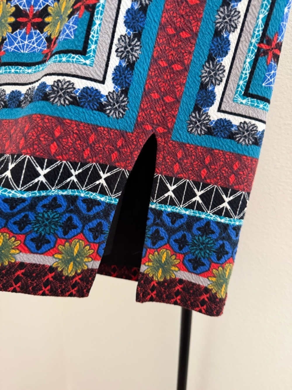 Anthropologie Maeve tearoom Blue Red Cream Geo-Print Skirt - Picture 4 of 7